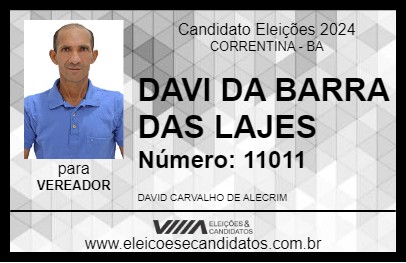 Candidato DAVI DA BARRA DAS LAJES 2024 - CORRENTINA - Eleições