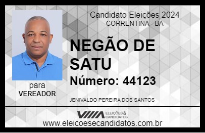 Candidato NEGÃO DE SATU 2024 - CORRENTINA - Eleições