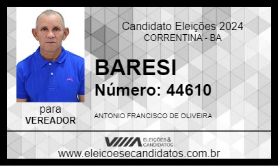 Candidato BARESI 2024 - CORRENTINA - Eleições