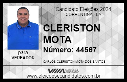 Candidato CLERISTON MOTA 2024 - CORRENTINA - Eleições