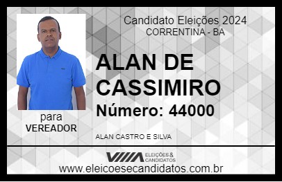 Candidato ALAN DE CASSIMIRO 2024 - CORRENTINA - Eleições