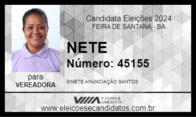 Candidato NETE 2024 - FEIRA DE SANTANA - Eleições