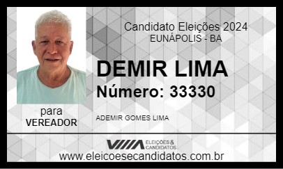 Candidato DEMIR LIMA 2024 - EUNÁPOLIS - Eleições