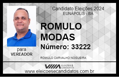 Candidato ROMULO MODAS 2024 - EUNÁPOLIS - Eleições