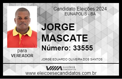 Candidato JORGE MASCATE 2024 - EUNÁPOLIS - Eleições