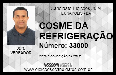 Candidato COSME DA REFRIGERAÇÃO 2024 - EUNÁPOLIS - Eleições