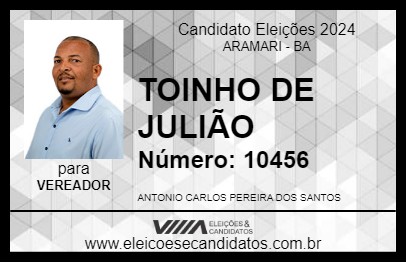 Candidato TOINHO DE JULIÃO 2024 - ARAMARI - Eleições