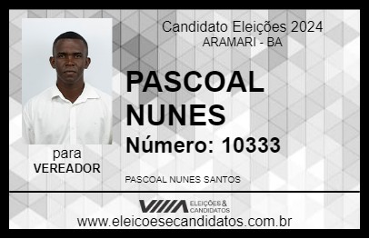 Candidato PASCOAL NUNES 2024 - ARAMARI - Eleições