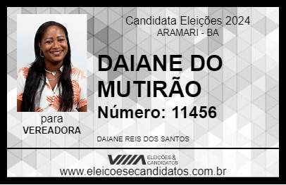 Candidato DAIANE DO MUTIRÃO 2024 - ARAMARI - Eleições