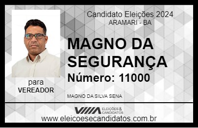 Candidato MAGNO DA SEGURANÇA 2024 - ARAMARI - Eleições