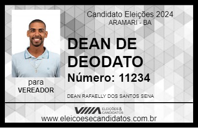 Candidato DEAN DE DEODATO 2024 - ARAMARI - Eleições