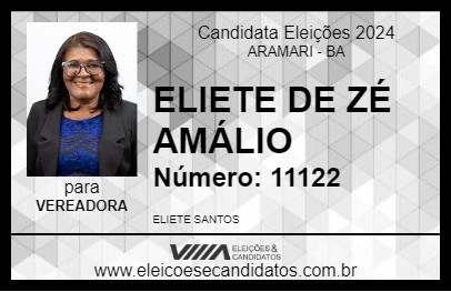 Candidato ELIETE DE ZÉ AMÁLIO 2024 - ARAMARI - Eleições