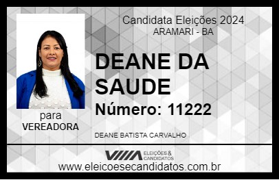 Candidato DEANE DA SAUDE 2024 - ARAMARI - Eleições