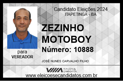 Candidato ZEZINHO MOTOBOY 2024 - ITAPETINGA - Eleições