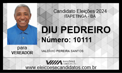 Candidato DIU PEDREIRO 2024 - ITAPETINGA - Eleições