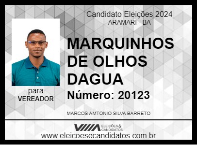 Candidato MARQUINHOS DE OLHOS DAGUA 2024 - ARAMARI - Eleições