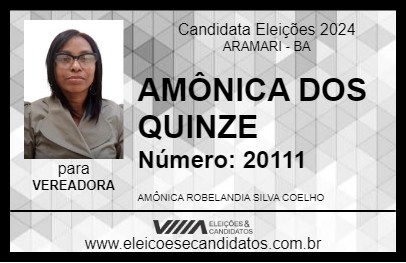 Candidato AMÔNICA DOS QUINZE 2024 - ARAMARI - Eleições