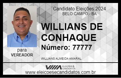 Candidato WILLIANS DE CONHAQUE 2024 - BELO CAMPO - Eleições