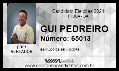 Candidato GUI PEDREIRO 2024 - ITIÚBA - Eleições