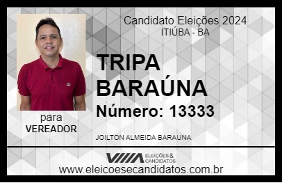 Candidato TRIPA BARAÚNA 2024 - ITIÚBA - Eleições