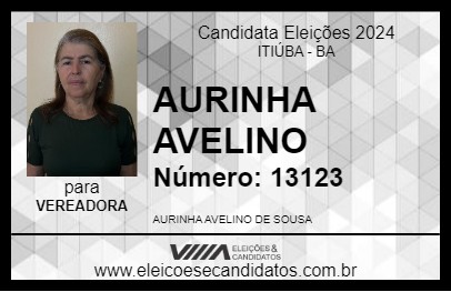 Candidato AURINHA AVELINO 2024 - ITIÚBA - Eleições