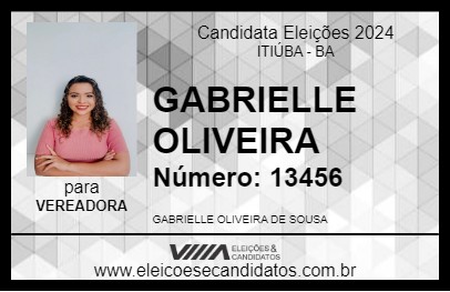 Candidato GABRIELLE OLIVEIRA 2024 - ITIÚBA - Eleições