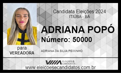 Candidato ADRIANA POPÓ 2024 - ITIÚBA - Eleições