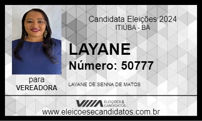 Candidato LAYANE 2024 - ITIÚBA - Eleições