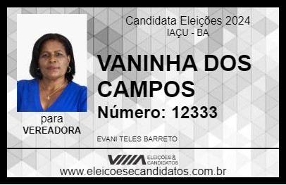 Candidato VANINHA DOS CAMPOS 2024 - IAÇU - Eleições