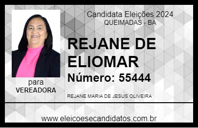 Candidato REJANE DE ELIOMAR 2024 - QUEIMADAS - Eleições