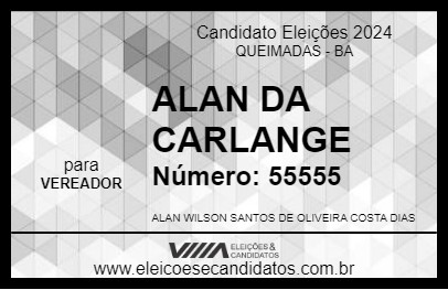 Candidato ALAN DA CARLANGE 2024 - QUEIMADAS - Eleições