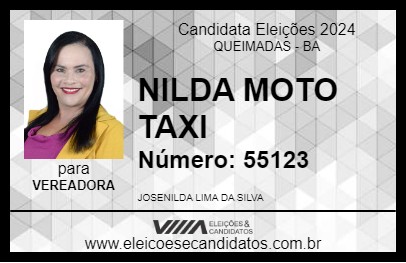 Candidato NILDA MOTO TAXI 2024 - QUEIMADAS - Eleições