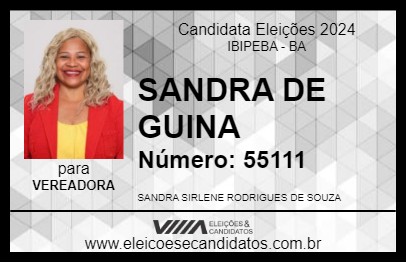 Candidato SANDRA DE GUINA 2024 - IBIPEBA - Eleições