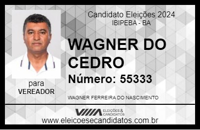 Candidato WAGNER DO CEDRO 2024 - IBIPEBA - Eleições