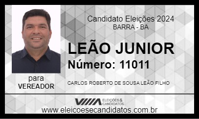 Candidato LEÃO JUNIOR 2024 - BARRA - Eleições