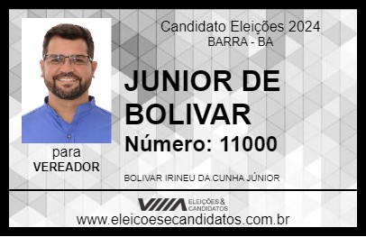 Candidato JUNIOR DE BOLIVAR 2024 - BARRA - Eleições