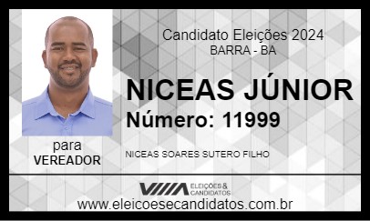 Candidato NICEAS JÚNIOR 2024 - BARRA - Eleições