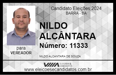 Candidato NILDO ALCÂNTARA 2024 - BARRA - Eleições