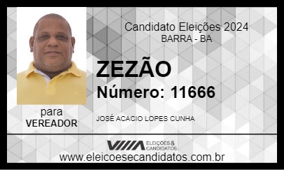 Candidato ZEZÃO 2024 - BARRA - Eleições