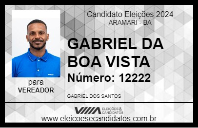 Candidato GABRIEL DA BOA VISTA 2024 - ARAMARI - Eleições