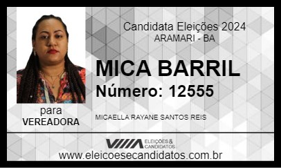 Candidato MICA BARRIL 2024 - ARAMARI - Eleições