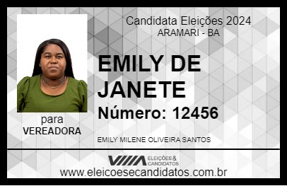 Candidato EMILY DE JANETE 2024 - ARAMARI - Eleições