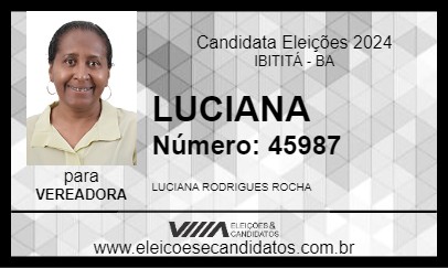 Candidato LUCIANA 2024 - IBITITÁ - Eleições