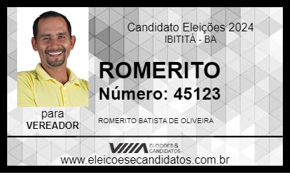 Candidato ROMERITO 2024 - IBITITÁ - Eleições