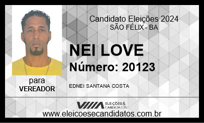 Candidato NEI LOVE 2024 - SÃO FÉLIX - Eleições