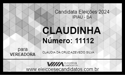 Candidato CLAUDINHA 2024 - IPIAÚ - Eleições