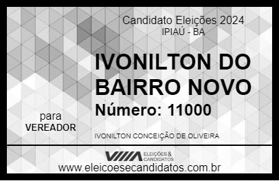 Candidato IVONILTON DO BAIRRO NOVO 2024 - IPIAÚ - Eleições