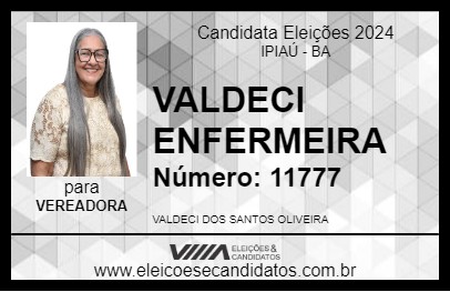 Candidato VALDECI ENFERMEIRA 2024 - IPIAÚ - Eleições