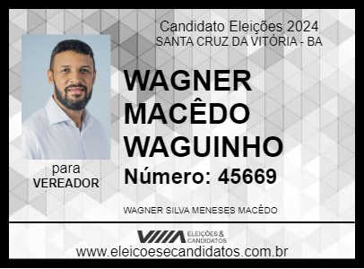 Candidato WAGNER MACÊDO WAGUINHO 2024 - SANTA CRUZ DA VITÓRIA - Eleições