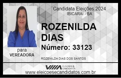 Candidato ROZENILDA DIAS 2024 - IBICARAÍ - Eleições